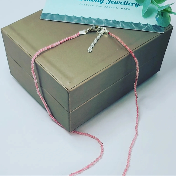 Rose Quartz Necklace 2 mm - Picture 2 of 3